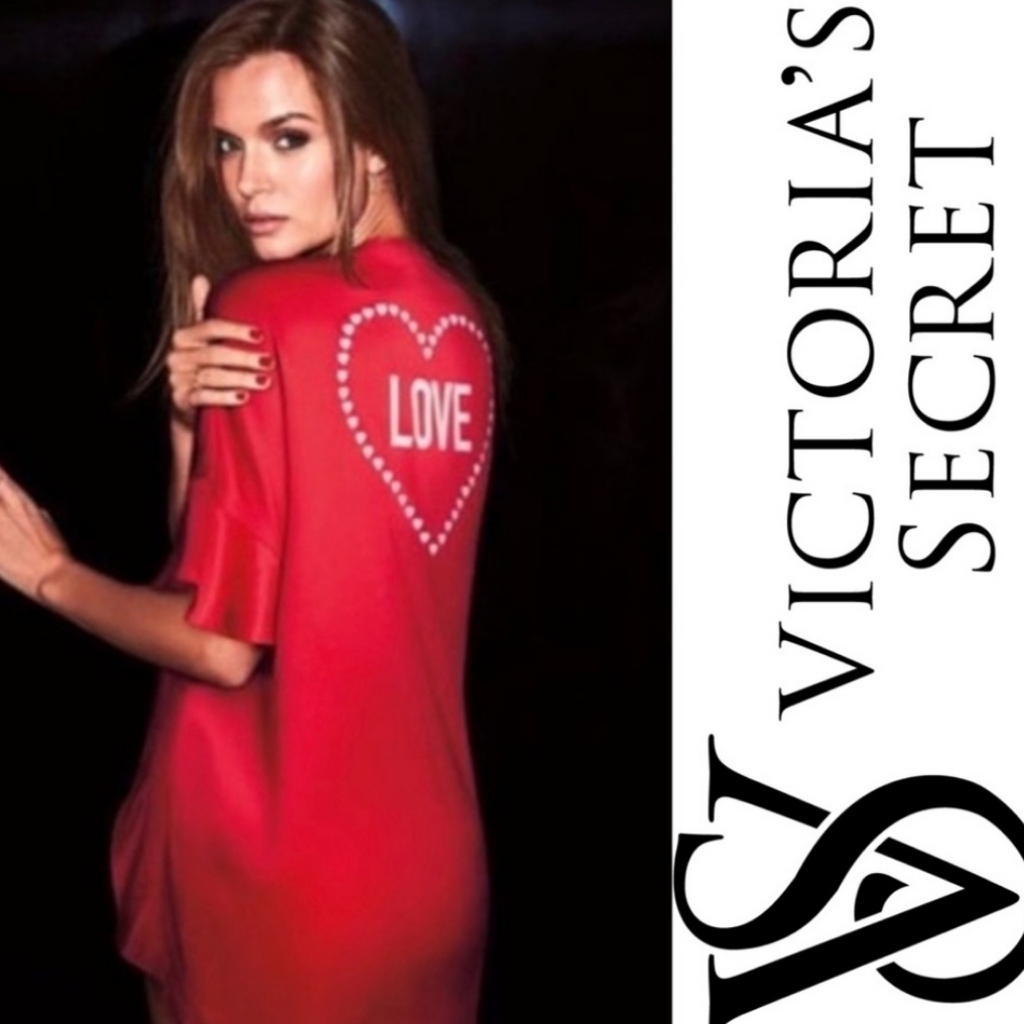 Victoria Secret Red Satin With "Love" Graphic On Back